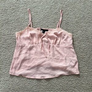 Forever 21 Pink Relaxed Lace-Trim Cami